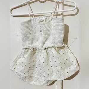 ZARA Girls White Eyelet Camisole Tank Square Neck Sleeveless Top Size 11-12